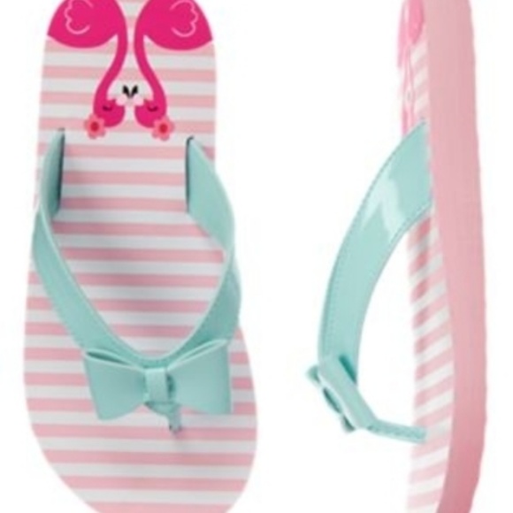 girls flamingo flip flops